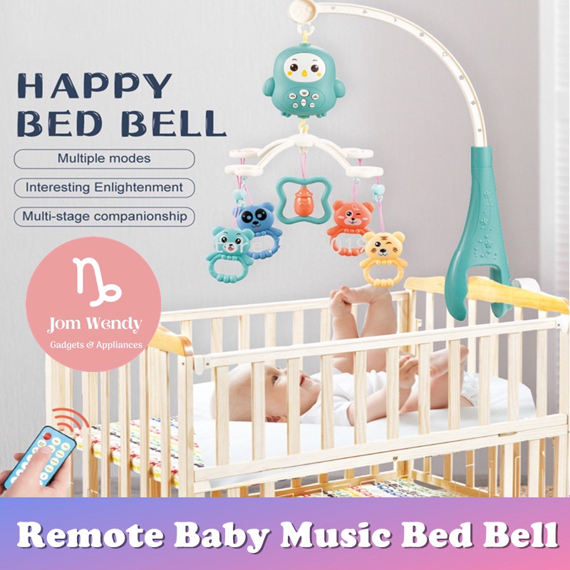 Whyyudan Mysterious and Elegant Baby Star Moon Shape Music Bedside Bell Cartoon Crib Hanging Bell Rotating Bed Bell Music Toys 