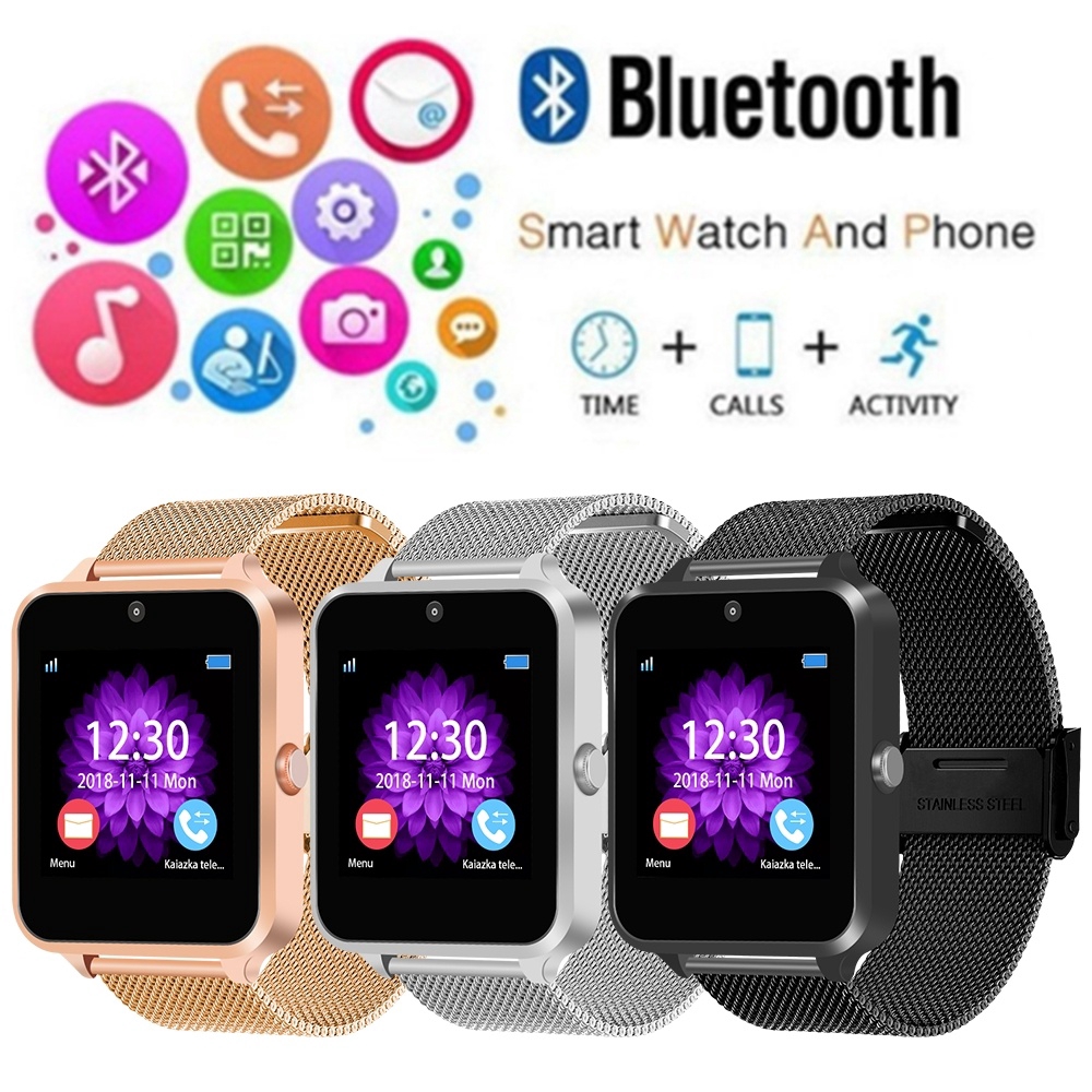 2018 bluetooth smart watch smart bracelet with camera support sim tf watch