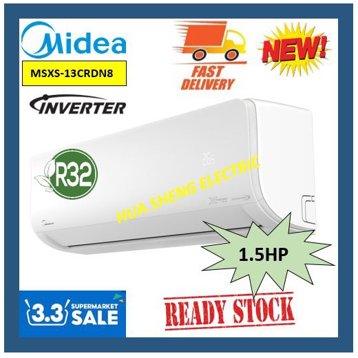 MIDEA 1.0HP (INVERTER) AIRCOND MSXS-10CRDN8 (R32 GAS) AIR CONDITIONER ENERGY SAVING AIR COND