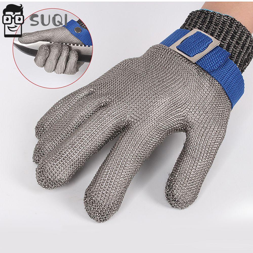 SUQI Non-slip Protection Gloves Work Stainless Steel Metal Safety Cut Proof Hand Protection Gardening Tools Wear-resistant Mesh Butcher Mittens Stab Resistant Glove