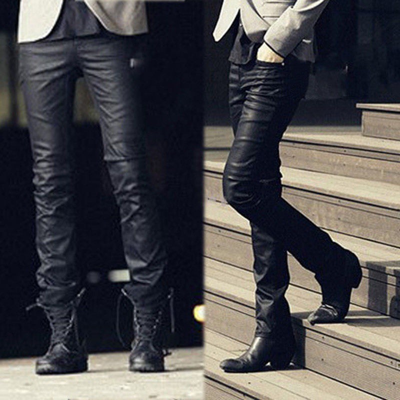 mens skinny leather jeans