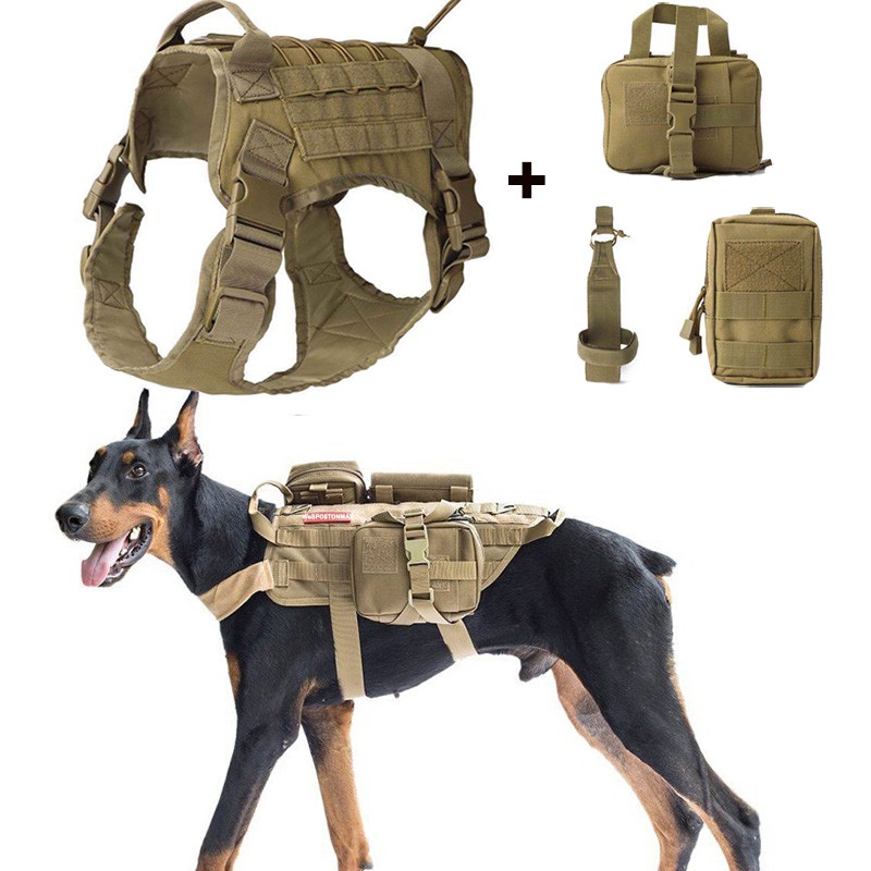 Tactical K9 Service Dog Modular Harness Patrol Dog Vest Hunting Molle ...