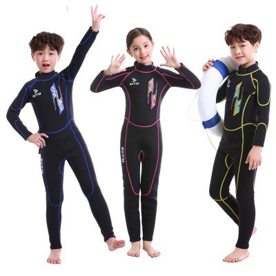 ZCCO Kids Wetsuit,2.5mm Neoprene Thermal Swimsuit Youth Boys and Girls One Piece Wet Suits Warmth Long Sleeve Swimsuit for Diving,Swimming,Surfing 