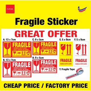 100 PCS Fragile Sticker /Mudah Pecah Sticker Fragile Label Warning Life