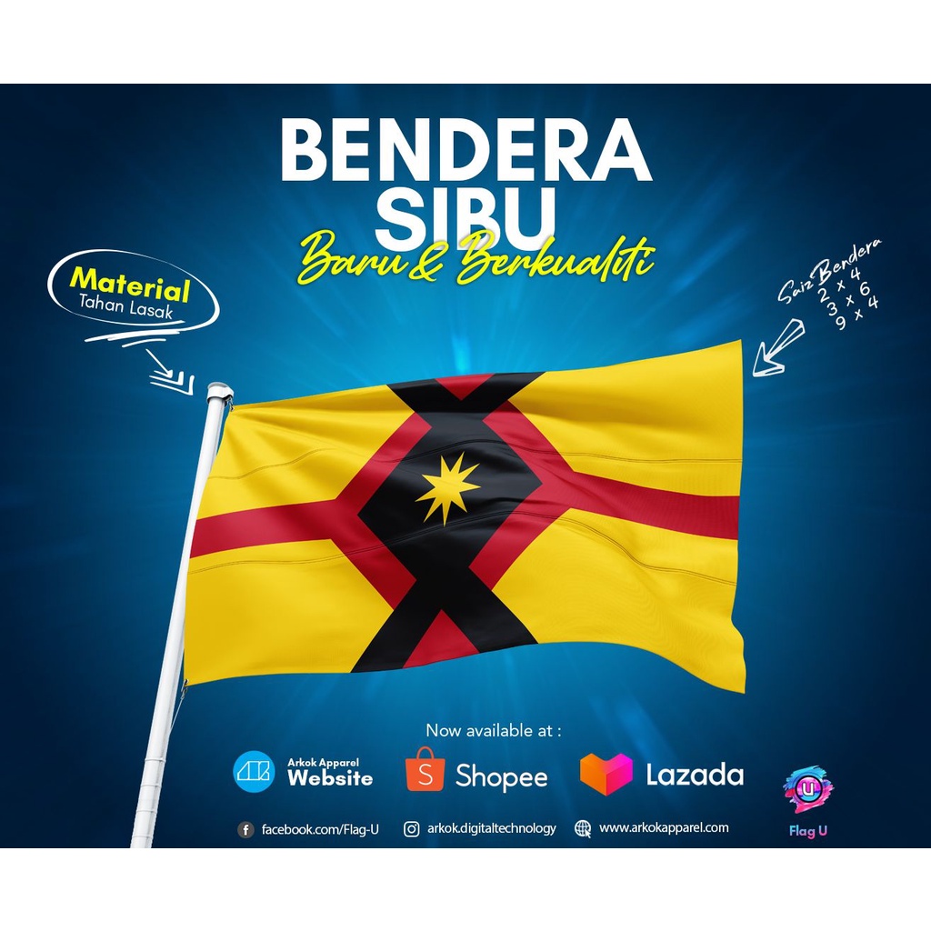 Bendera Sibu I Bendera Daerah Sarawak I Best Quality I Bendera Sarawak