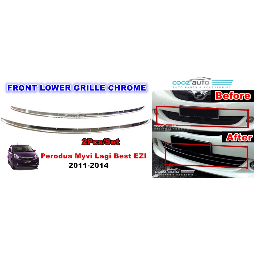 Perodua Myvi Lagi Best Ezi 2011 2014 Front Lower Grille Chrome 2pcs Set Shopee Malaysia