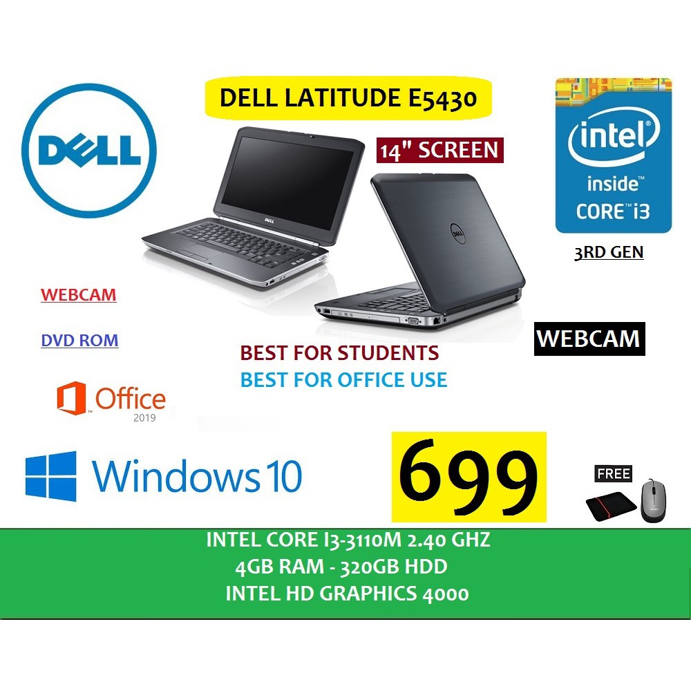 Laptop Dell Latitude E5430 Core I3 3rd Gen 4gb Ram 3gb Hdd Shopee Malaysia