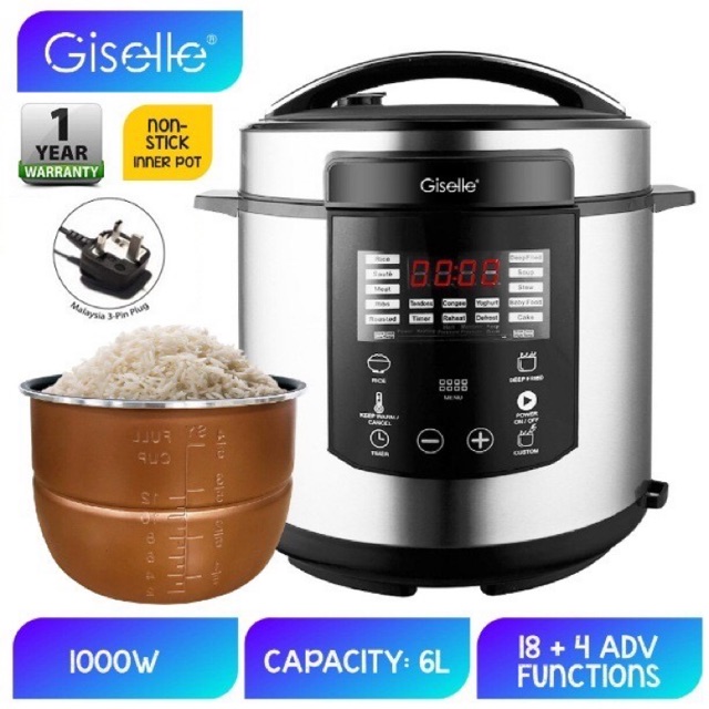 READY STOCK❗️❗️❗️-Giselle 6L Digital Pressure Cooker(18programs+4Advance)