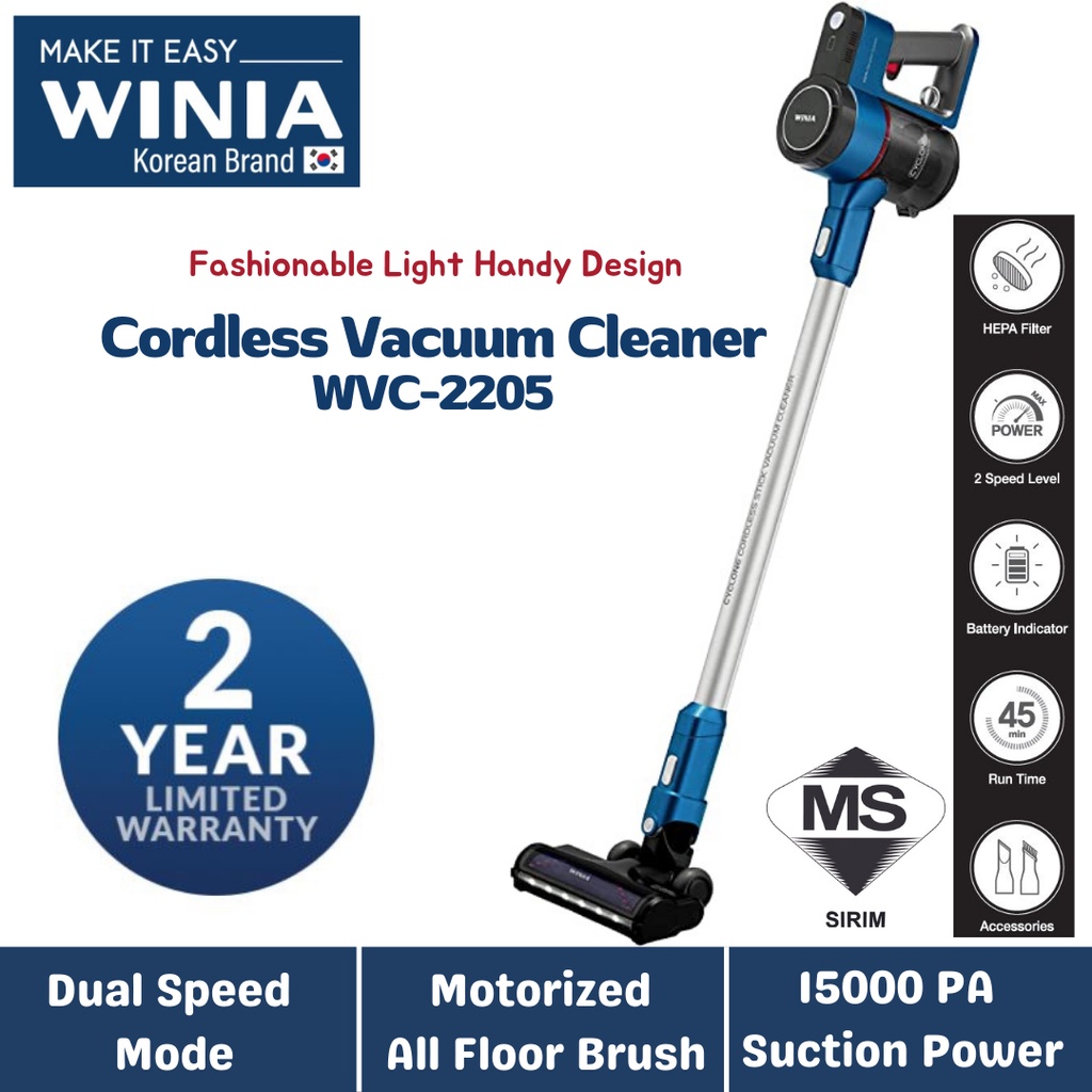 Winia Daewoo 21.6V Cordless Stick Vacuum Cleaner WVC2205 Seng Huat