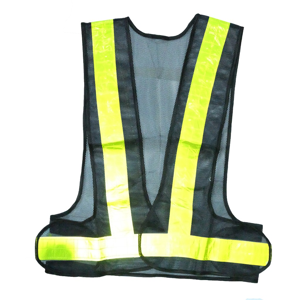 Safety Vest with VShape Reflective Strip and Black Fabric Model 716