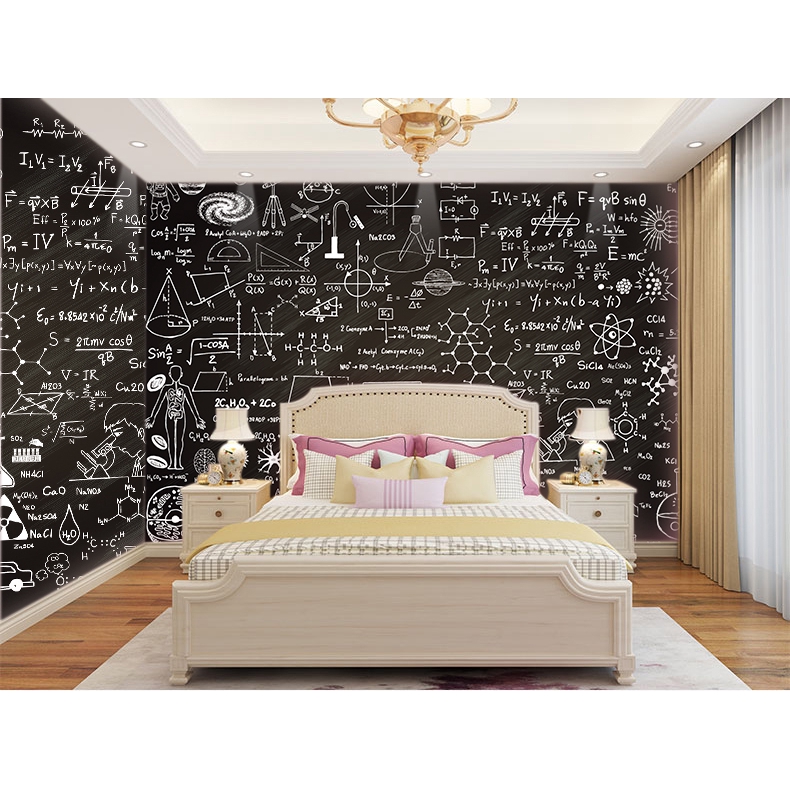 3d Chalkboard Math Science Formulas Self Adhesive Bedroom Wallpaper Wall Murals
