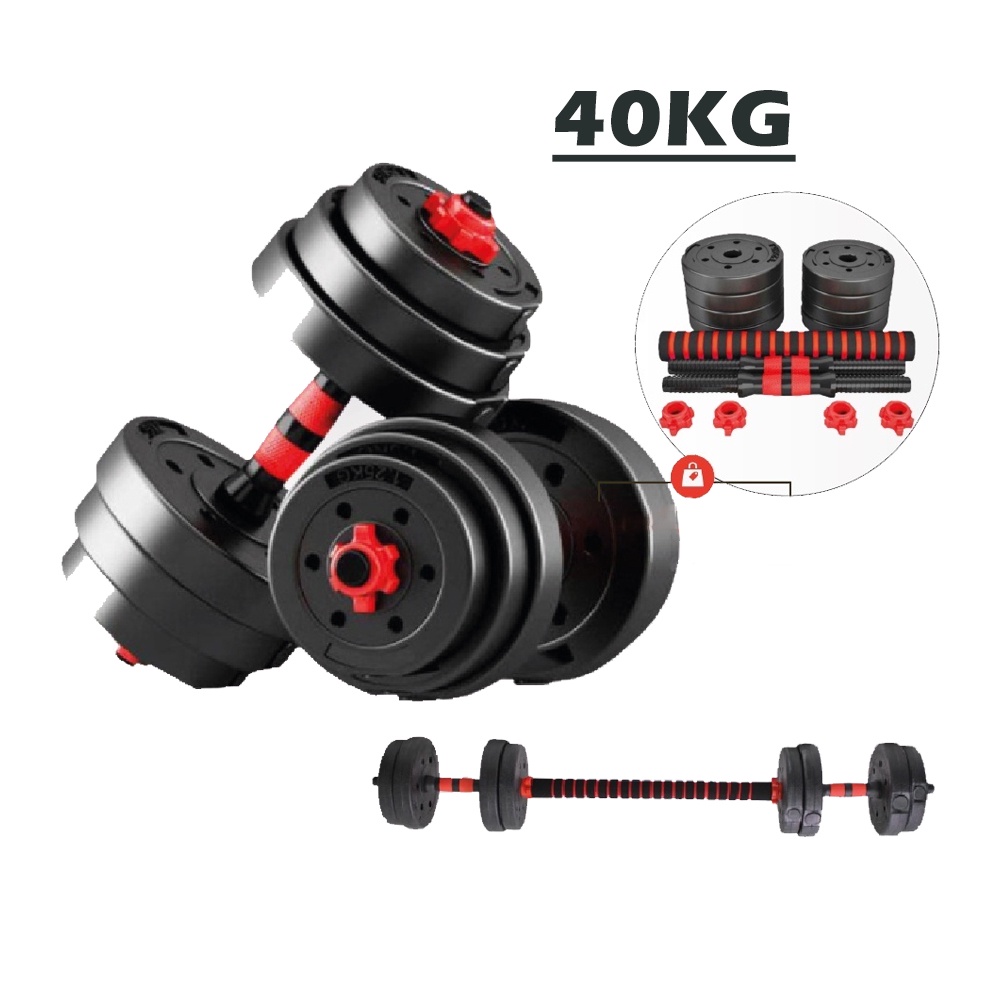 Dumbell 40kg Premium Dumbbell / Barbell Set Bumper Rubber Coated + 40CM ...