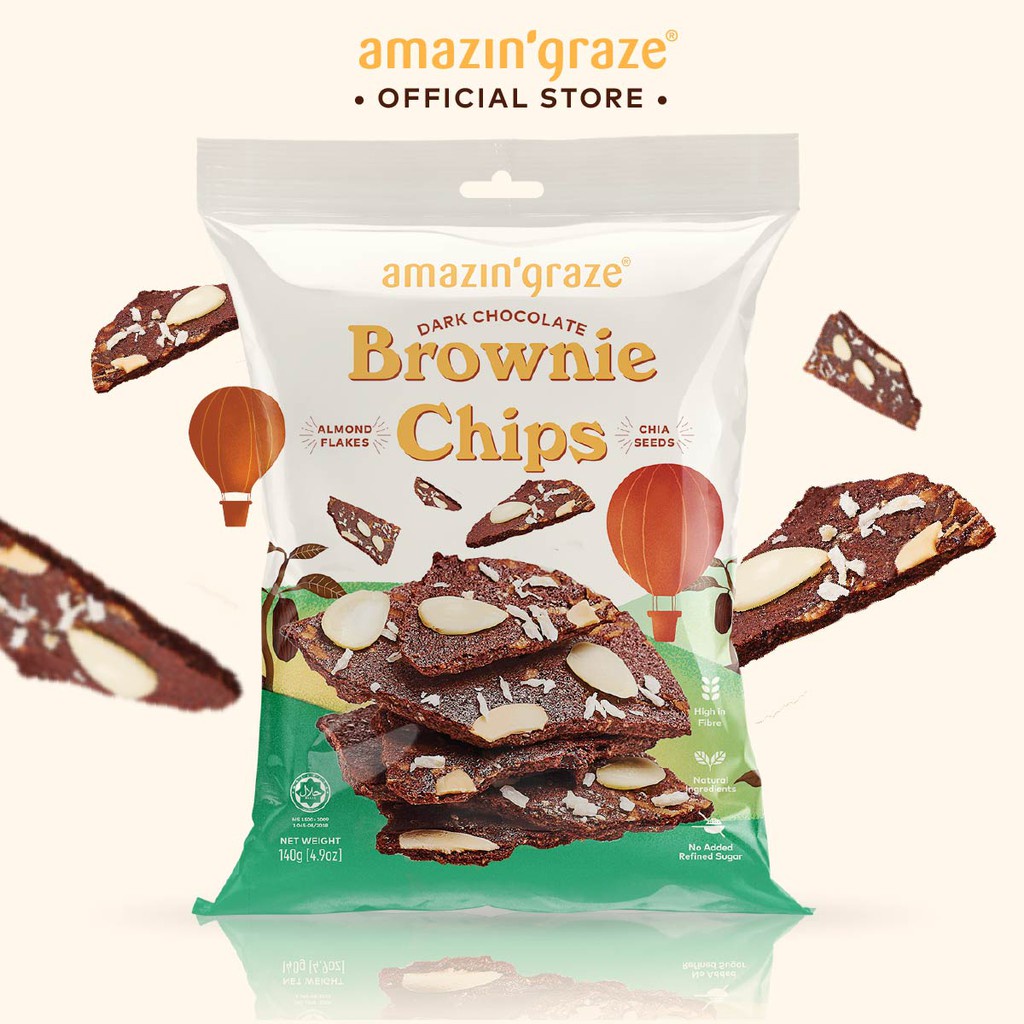 Amazin' Graze Dark Chocolate Brownie Chips 140g Halal Certified