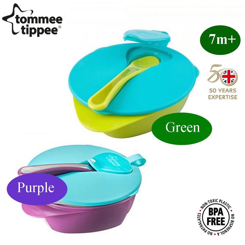 Tommee Tippee Training Feeding Bowl With Spoon And Leakproof Lid (7M