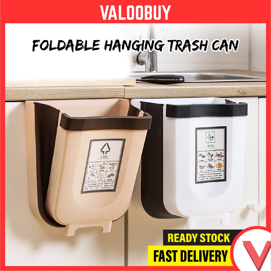 Wallmounted Foldable Hanging Trash Can Kitchen Cupboard Door Garbage