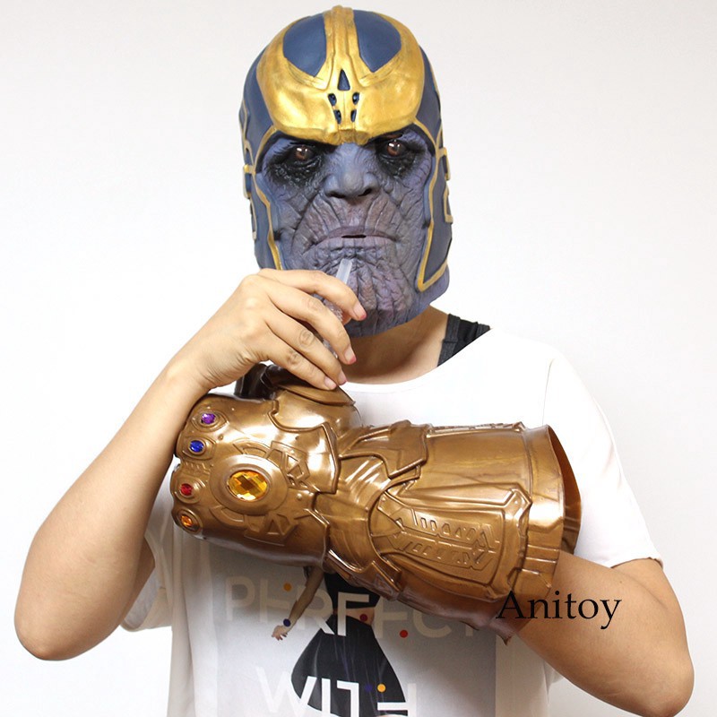 Marvel Avengers Thanos Mask Infinity Gauntlet Glove With Straw Cosplay Toy Shopee Malaysia - roblox infinity gauntlet shoulder