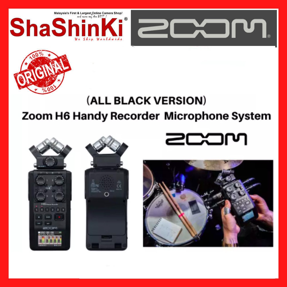 [MALAYSIA READY STOCK] Zoom H6 All Black 6-Input / 6-Track Portable Handy Recorder with Single Mic Capsule (Black)