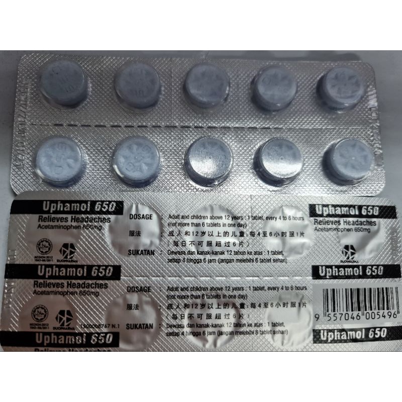 Ubat Demam Panas Badan Sakit Kepala Uphamol 650mg Tab Paracetamol 10biji Shopee Malaysia