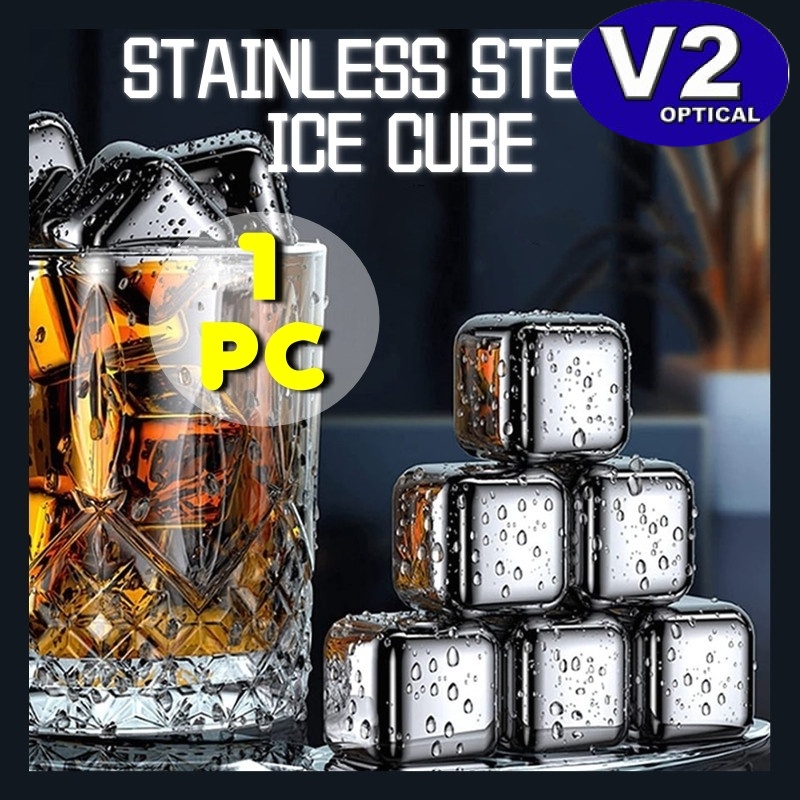 (1 PC) Reusable Stainless Steel Ice Cube 304 Food Grade Ice Maker Ice Cube Stone Rocks Whiskey Cubes Quick Frozen