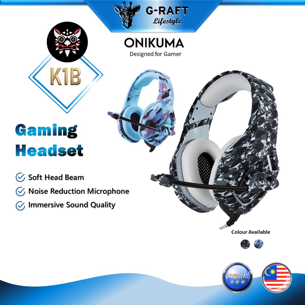 ONIKUMA K1B Camouflage Gaming Headphones Gaming Headset with Noise Reduction Microphone for Smartphone PC Laptop PS Xbox