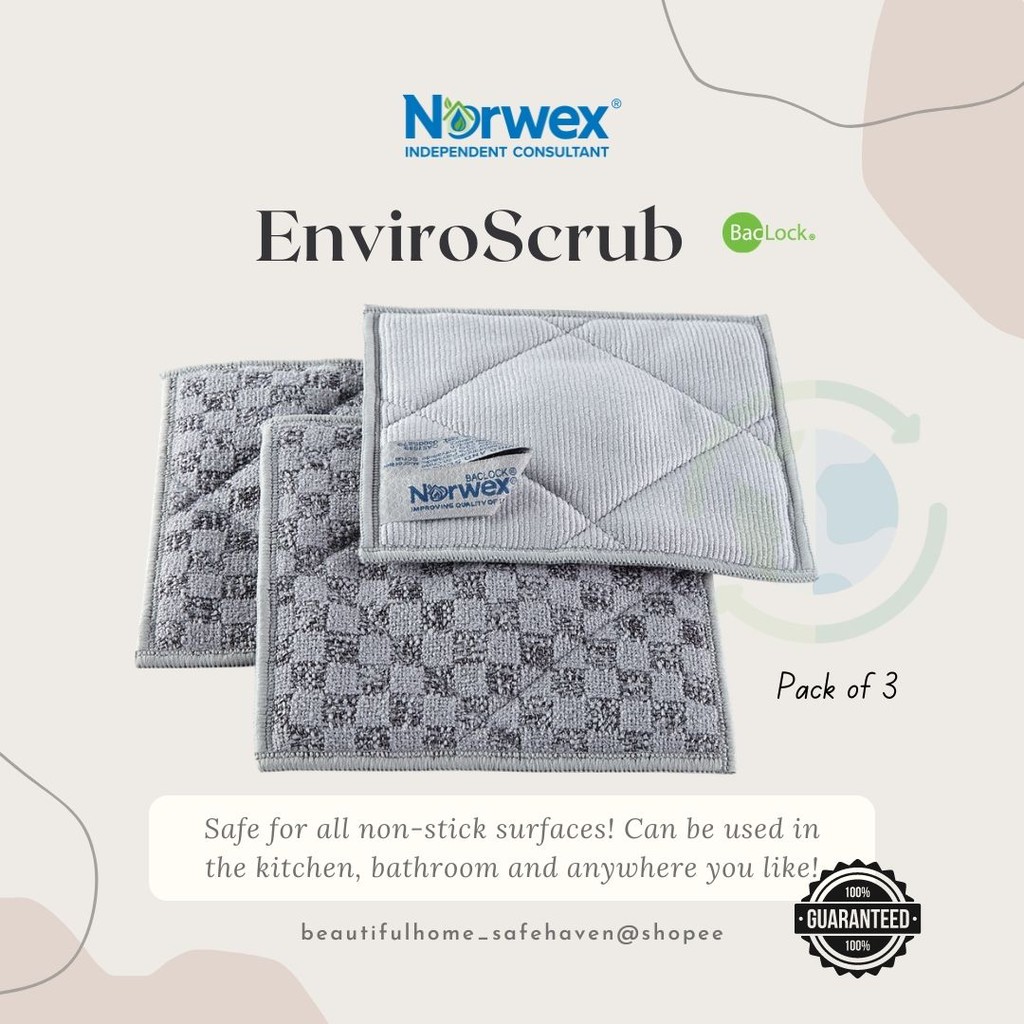 Norwex EnviroScrub Microfibre Sponge Kitchen Dish Cloth 3 pcs set 厨房