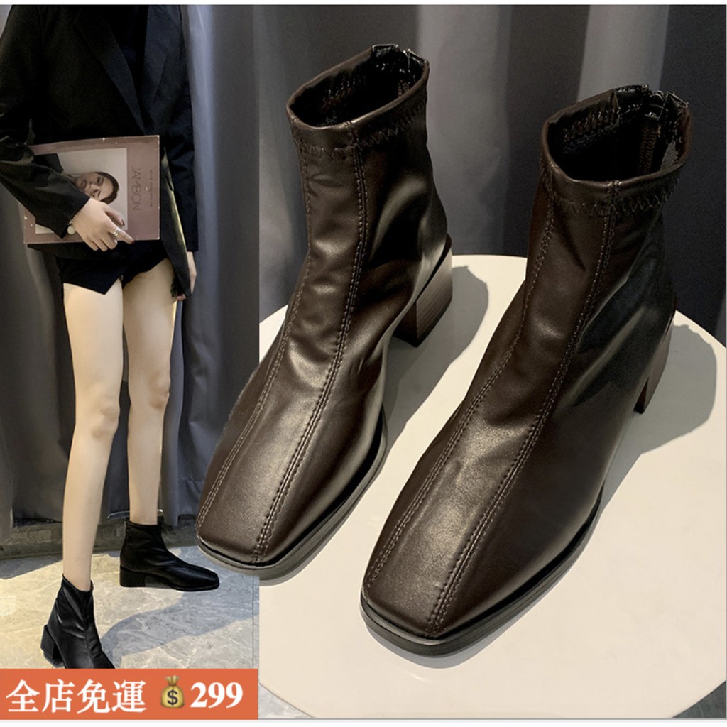 4.5 High 35 39 Chelsea Boots Simple Square Head Fashion | Shopee Malaysia