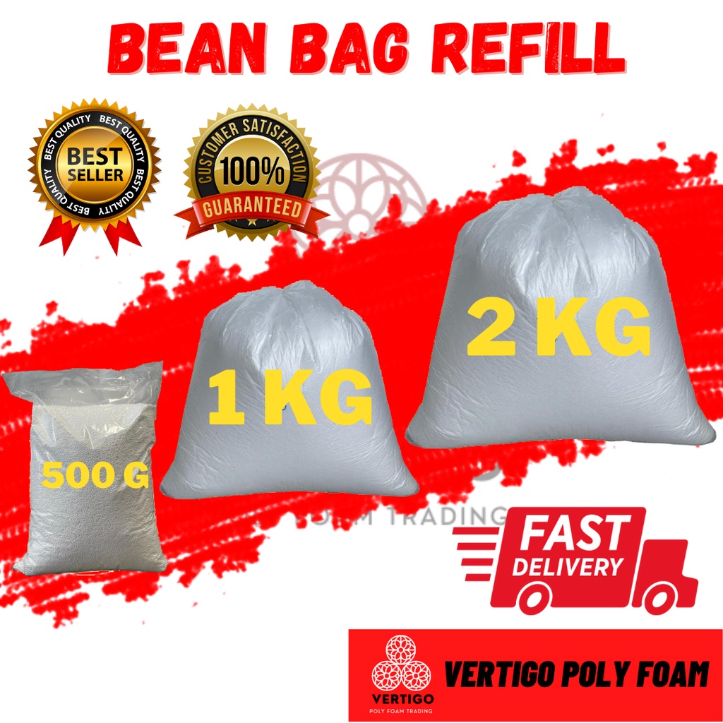 [READY STOCK] BEAN BAG REFILL FILLING/ BIJI KABUS (Polystyrene Poly Foam BEADS 500 Gram; 1KG ; 2KG) 懒人豆袋沙发- 保丽龙粒