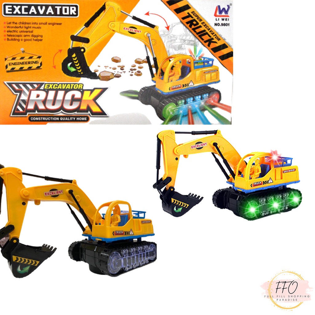 Battery Operated Excavator Truck w/ Cool Flashing Lights, Sound