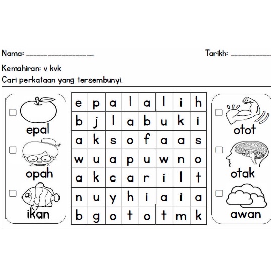 Lembaran Kerja Bahasa Melayu Prasekolah Kvkv - Lembaran Kerja ...