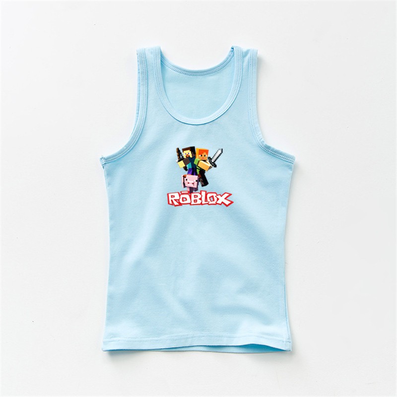 Minecraft Game Vest Roblox Boys Sleeveless T Shirt Kid Summer Tops Shopee Malaysia - vests roblox