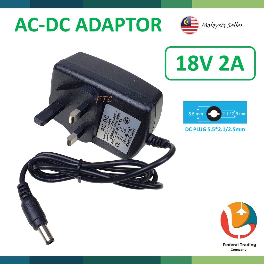 Universal AC 100V-240V To DC 18V 2A Switching Power Supply Adaptor 3 ...