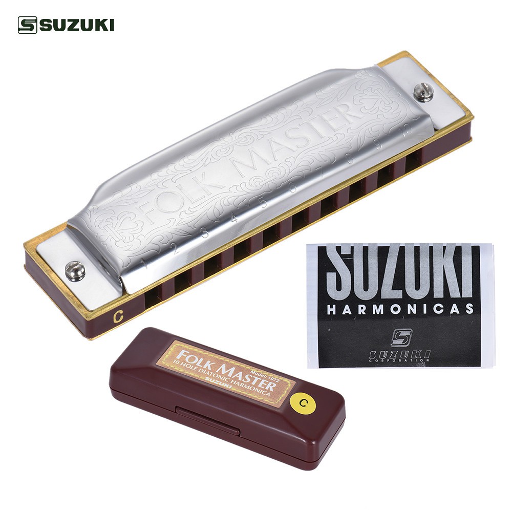 Suzuki 1072-C Folkmaster Standard 10-Hole Diatonic Harmonica Key of C ...