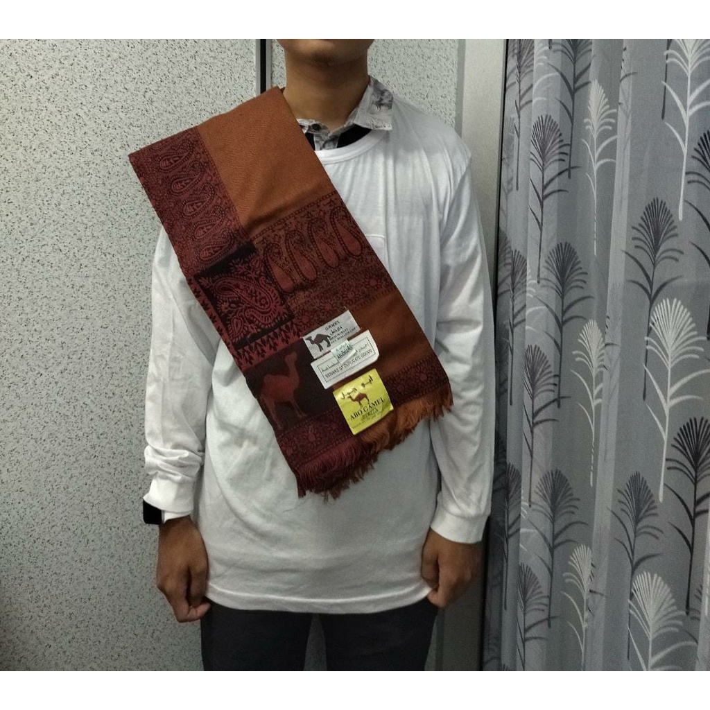 RIDAK MESIR CL02 DARK BROWN - RIDA EGYPT CAMEL SHAWL SELENDANG SUNNAH CAP UNTA SCARVES HIGH QUALITY READY STOCK