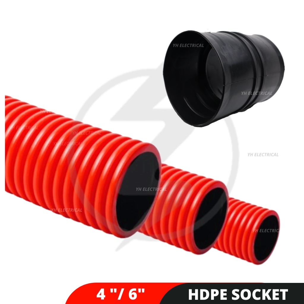 4" 6" inch HDPE Corrugated Pipe Fitting Double End Socket 100 / 150MM