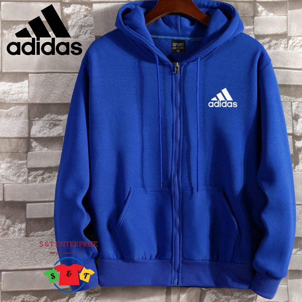 🔥READY STOCKS🔥S&T ZIPER STICKER PRINT/KSONG UNISEX ROYAL BLUE Hoodies