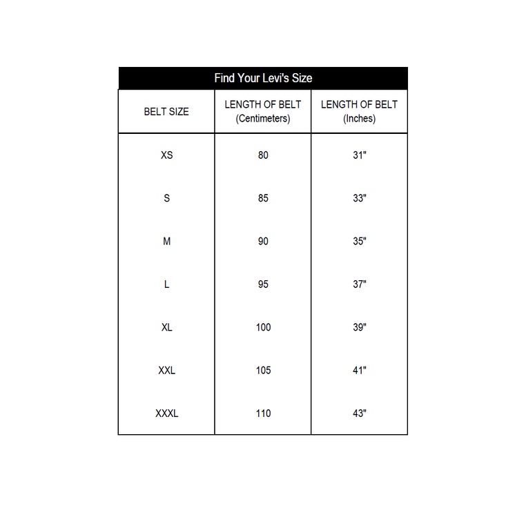 levi belt sizes