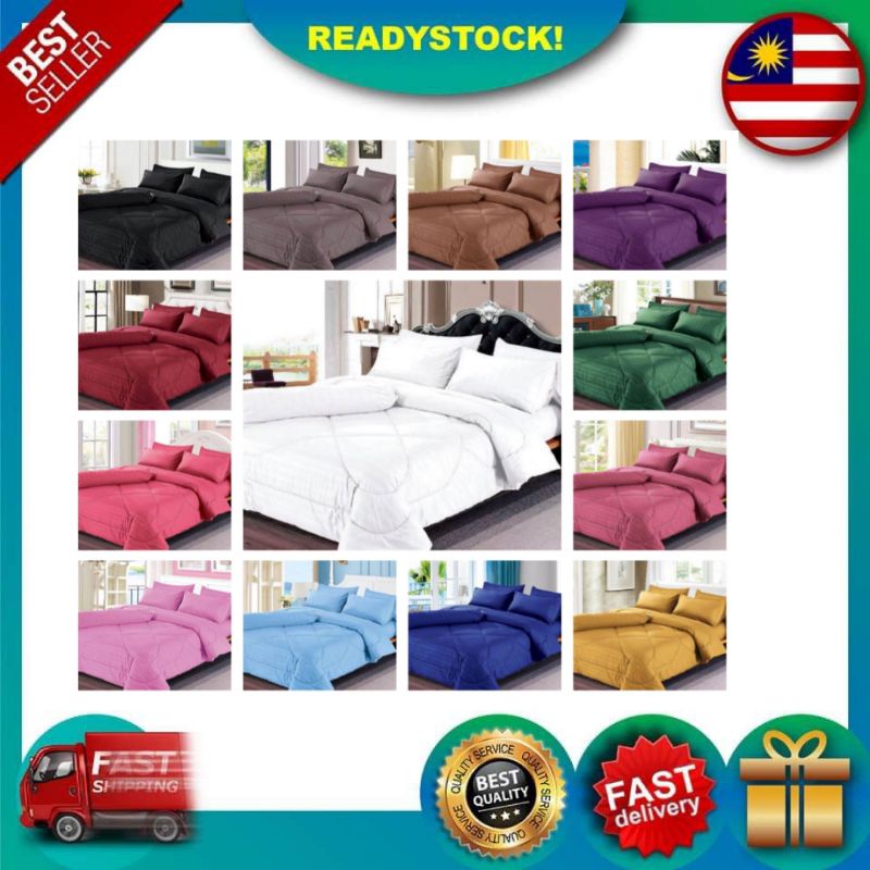 CADAR HOTEL 7 IN 1 SET KING/QUEEN | 7 IN 1 PLAIN HOTEL BEDSHEETS COMFORTER