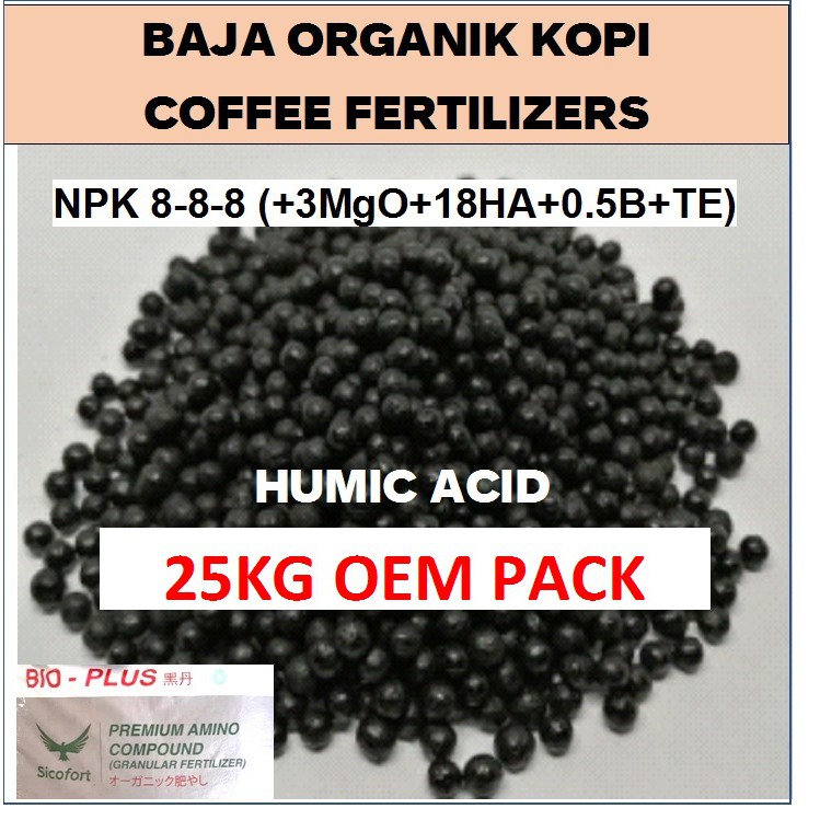 25kg Baja Kopi Organik Coffee Fertilizers 有机植物肥料 8 8 8 3mgo 10 Humic Acid Oem Pack Shopee Malaysia