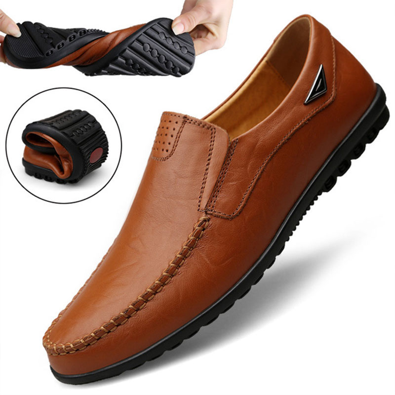 mens leather slip on shoes