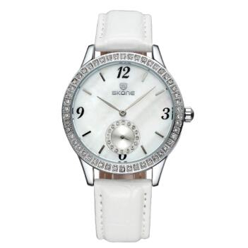 Relo Brand Casual Business Watch Clock Leather White Simple Fashion Watch  Ladie