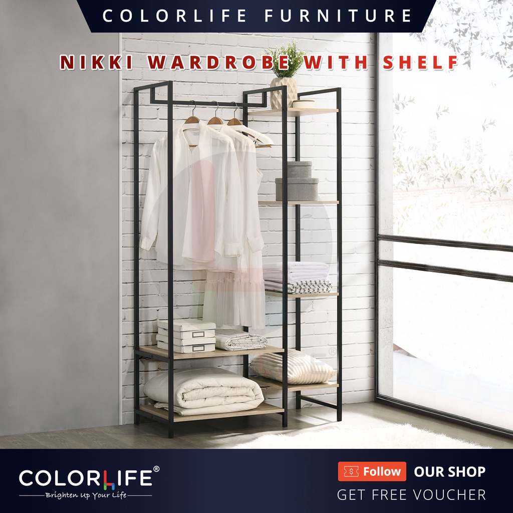 Color Life Nikki Hanging Wardrobe with Shelf / Bedroom Wardrobe / Multi
