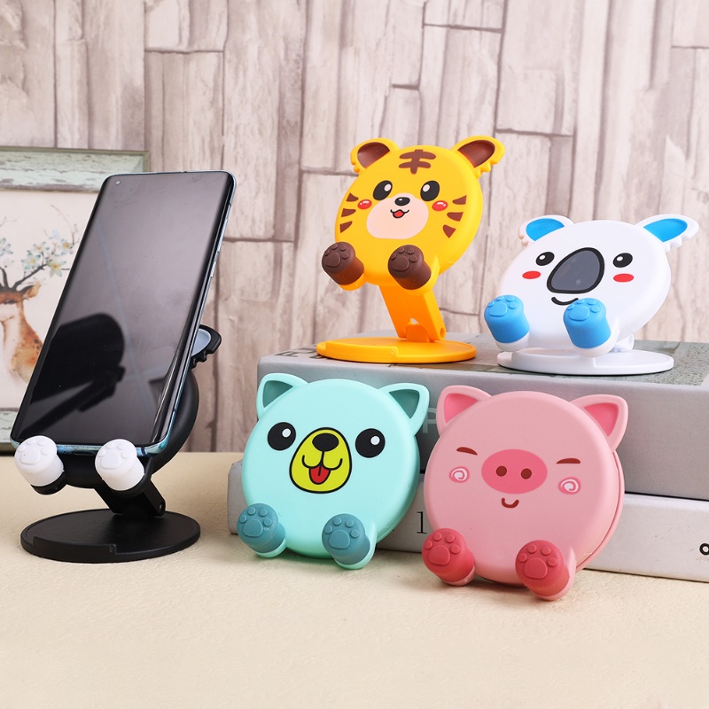 Universal Cute Adjustable Cartoon Desktop Phone Holder / Portable Tablet Mobile Phone Stand /Foldable Bracket Compatible with IPhone & Android Phone