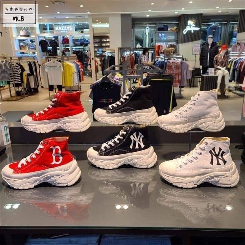 MLB Sneakers Chunky High New York Yankees {PREORDER} MLB 2020 新款厚底帆布鞋 ...