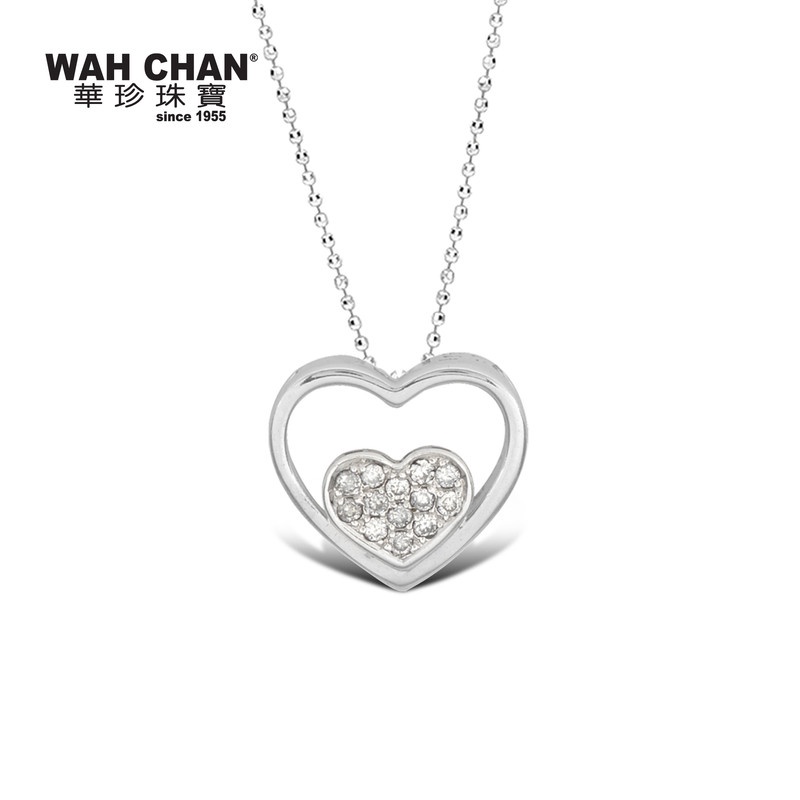 WAH CHAN White Gold Heart Shape Diamond Pendant | Shopee Malaysia