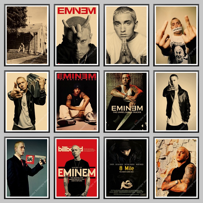 Eminem Posters 8 Mile Poster Hip Hop Rapper Singer Eminem Poster Kraft Paper Decorative Wall Sticker Shopee Malaysia