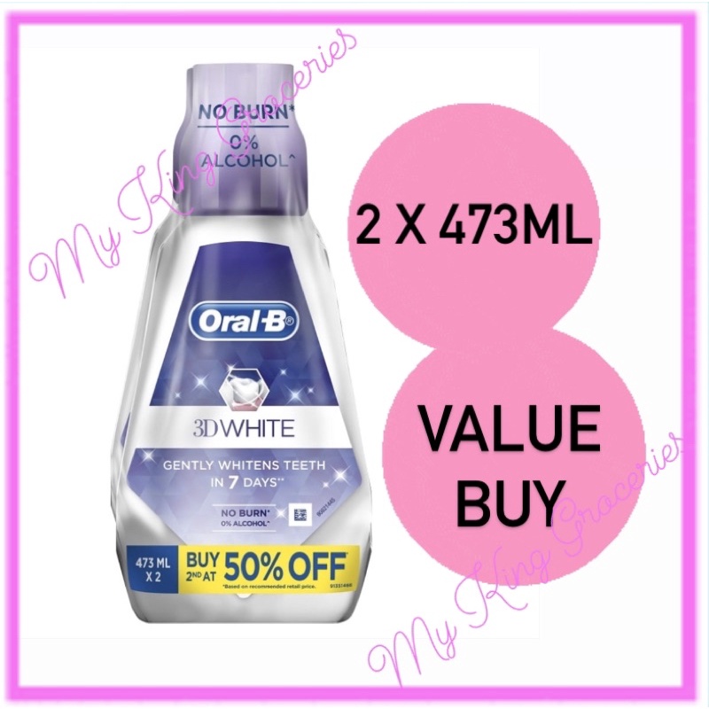 OralB 3D White Mouthwash Bundle Pack (473ml x 2) Kumur Whitening 0