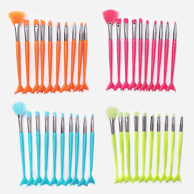 TOP SHOPEE‼️ BRUSH MAKEUP 10PCS FISH TAIL SET BERUS Eyes Mata Solek Cute Korean Style Beauty Malaysia Stock