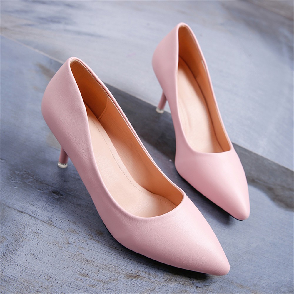 Work Shoes Female Solid Color Heels Interview Work Comfort Dress