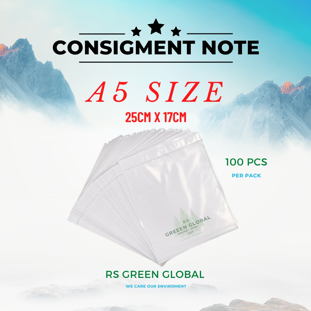 GreenGlobal - Consignment Note Pocket A5 100pcs Consignment Pocket Courier Pocket Flyer Pocket Address Pocket 25cm*17cm