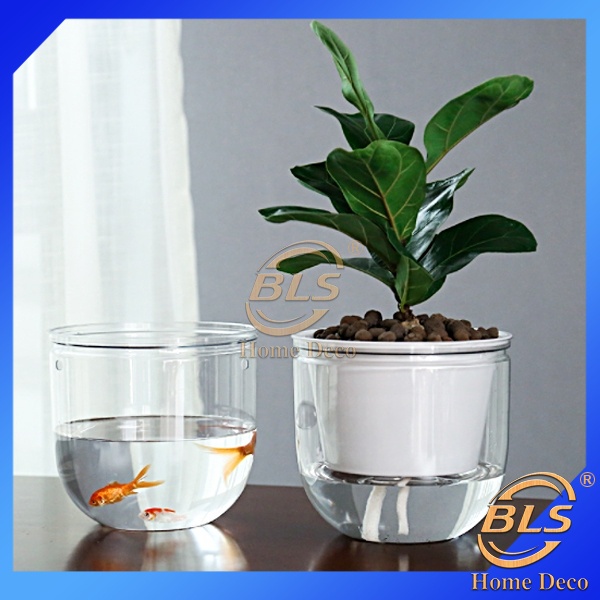 BLS 2 in 1 Self Watering Flower Pot Fish Tank AD165 AD210 Transparent